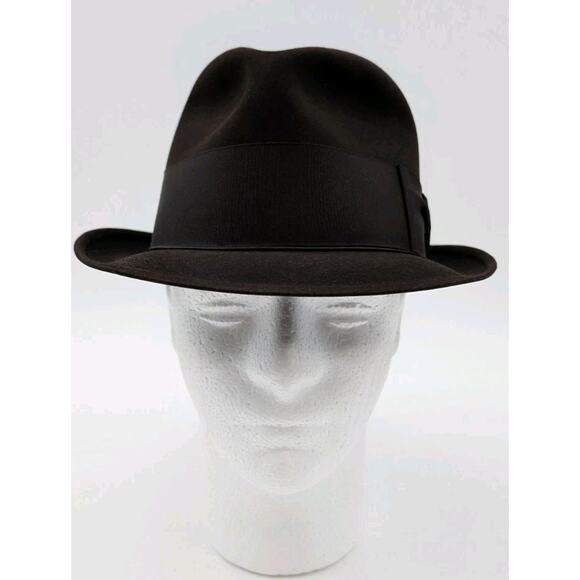 Vintage 1950s Dobbs Golden Coach Fedora 7 Black Fur Felt Twenty